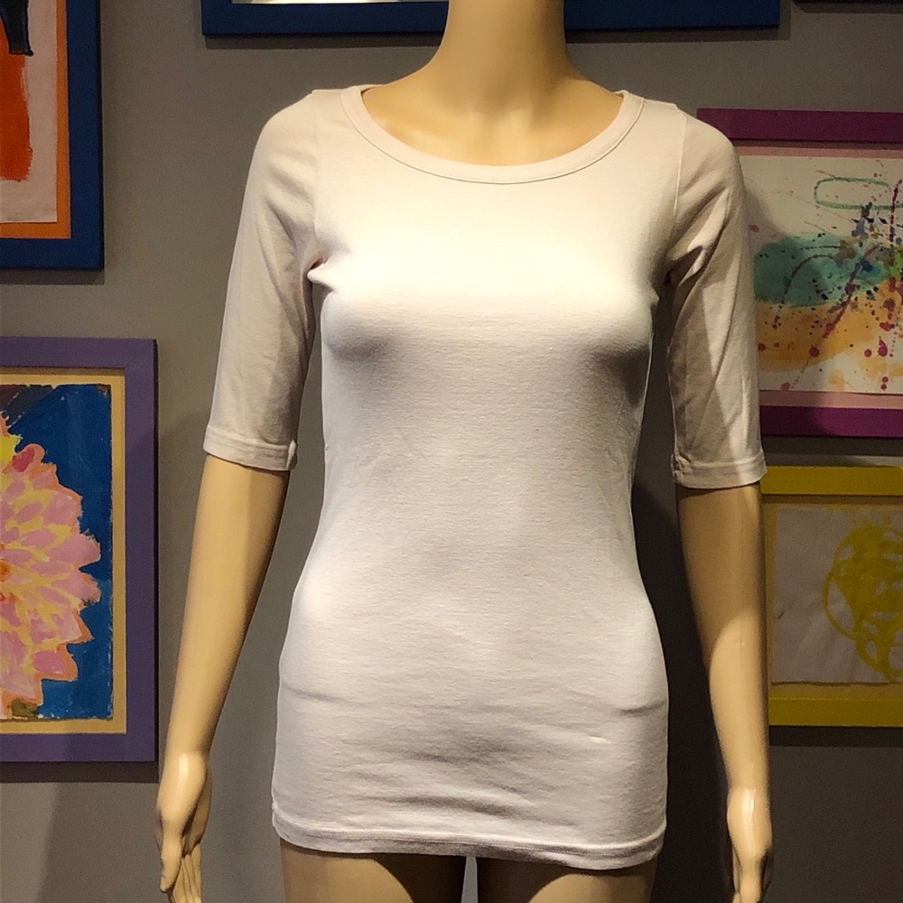 Beige/Pink Michael Stars 3/4 Sleeve Top